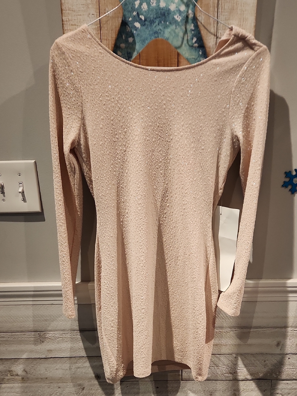 NWT Emerald Sundae Women's Sz L Cream w/sparkle Mini Dress Sz L